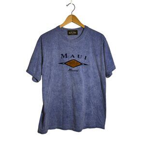 Yesterdays Sportswear Maui Hawaii T-Shirt Large Blue Tie-Dye Graphic Crewneck So